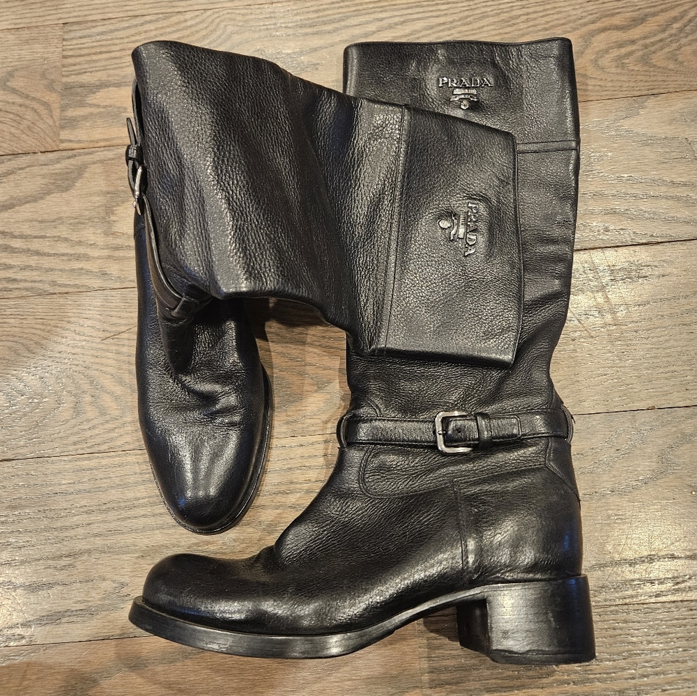 Prada Women's Black Leather Boots size 41